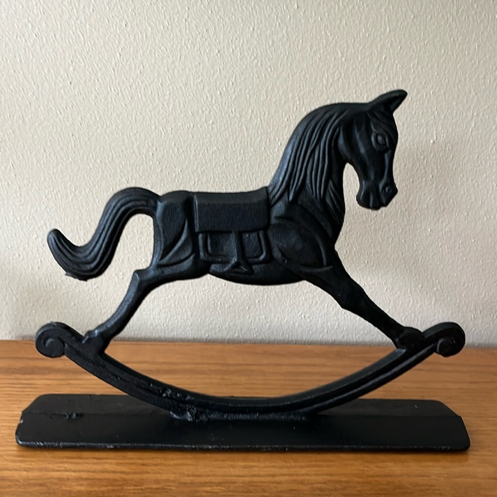 VINTAGE Cast Iron Rocking Horse Doorstop
